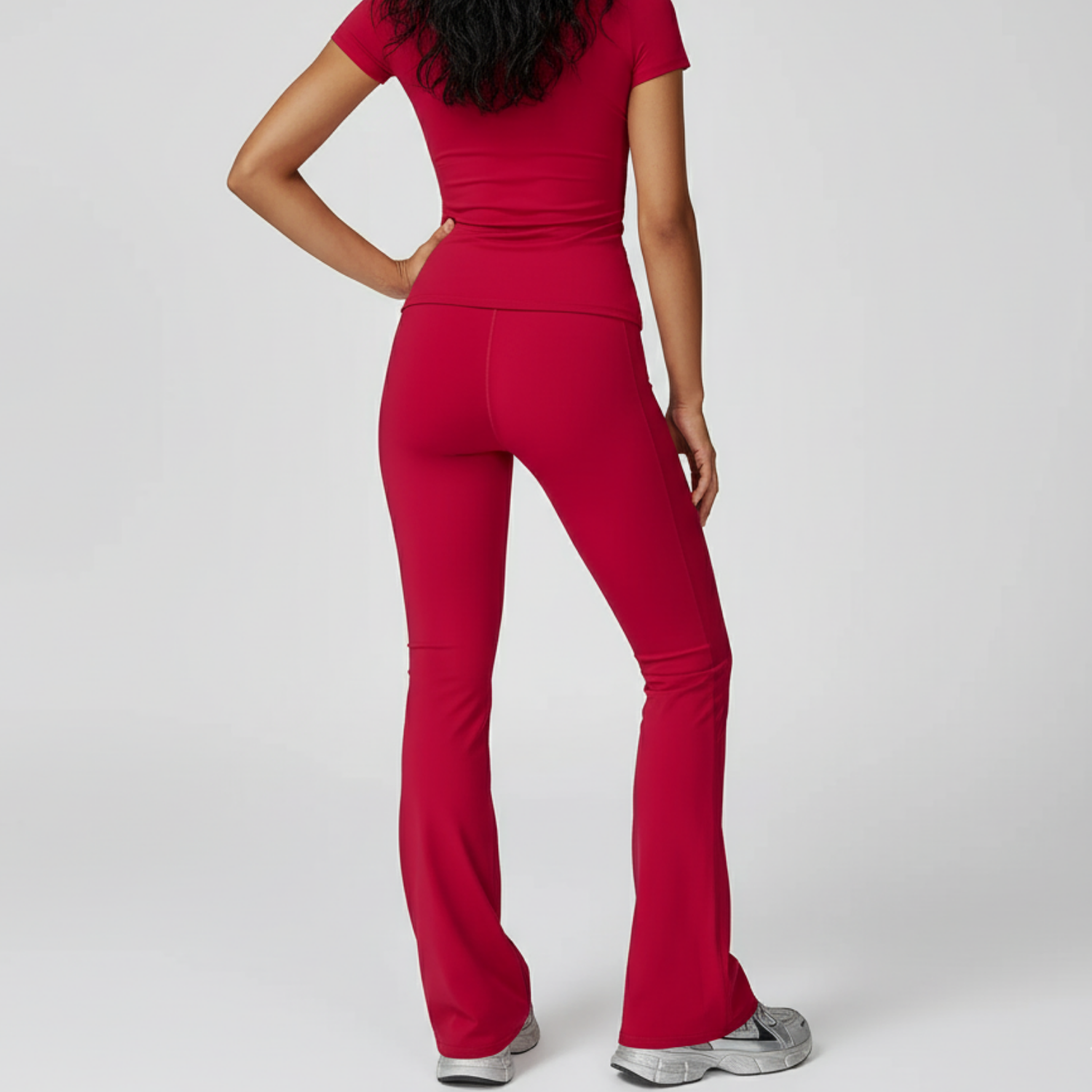 Sculpt Flared Leggings Set - Raspberry Red
