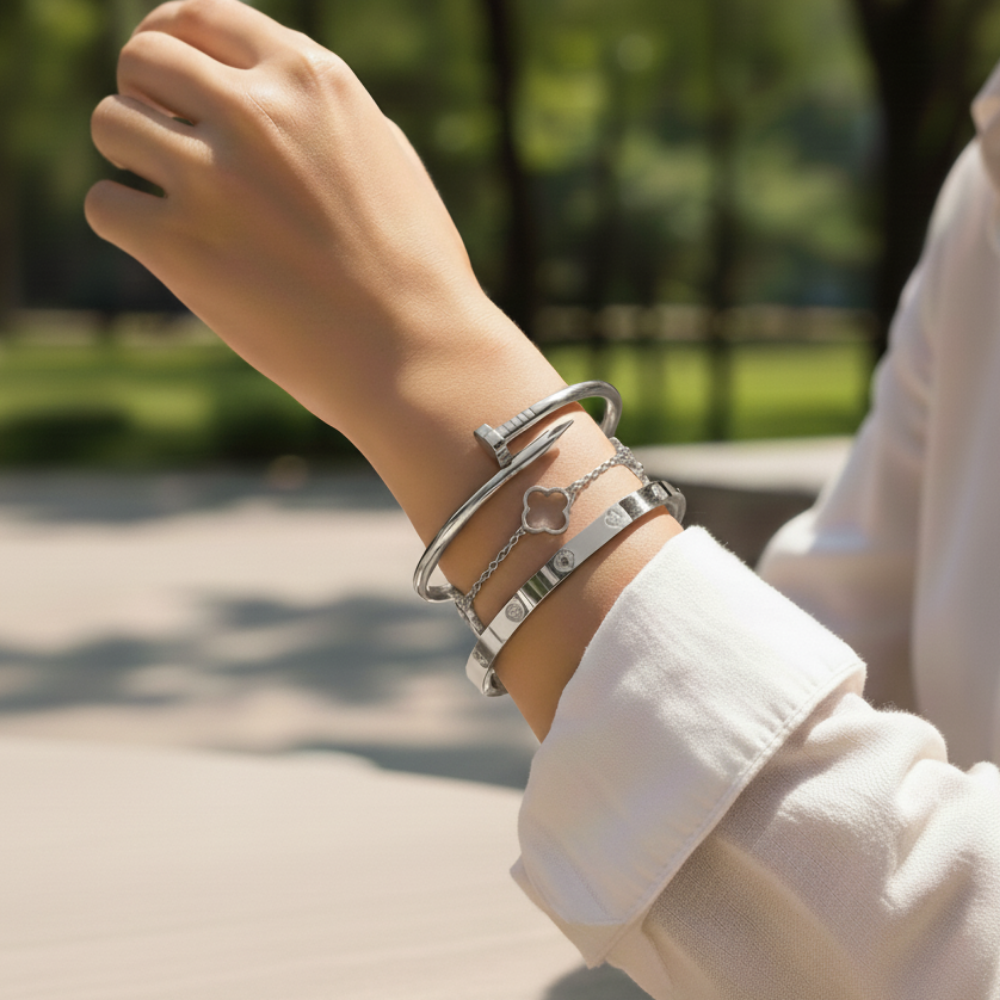 The Trinity Clover Bracelets - Silver