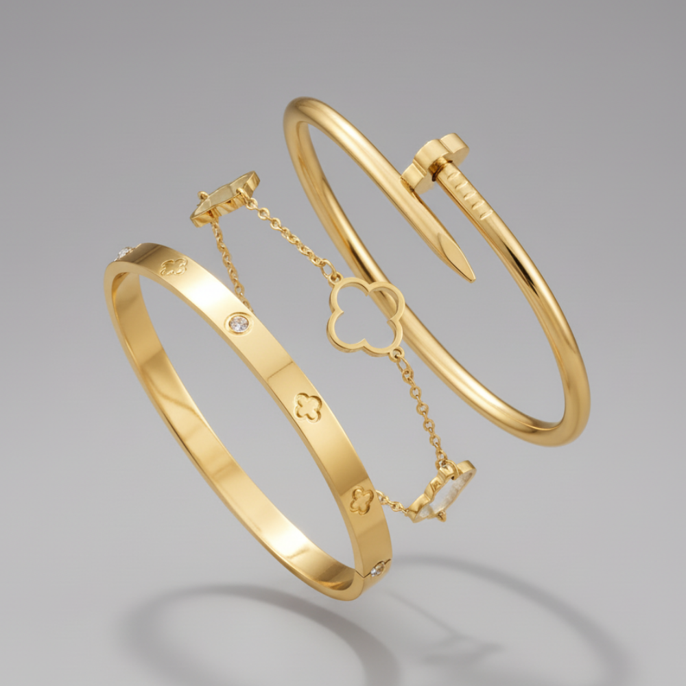 The Trinity Clover Bracelets - Gold