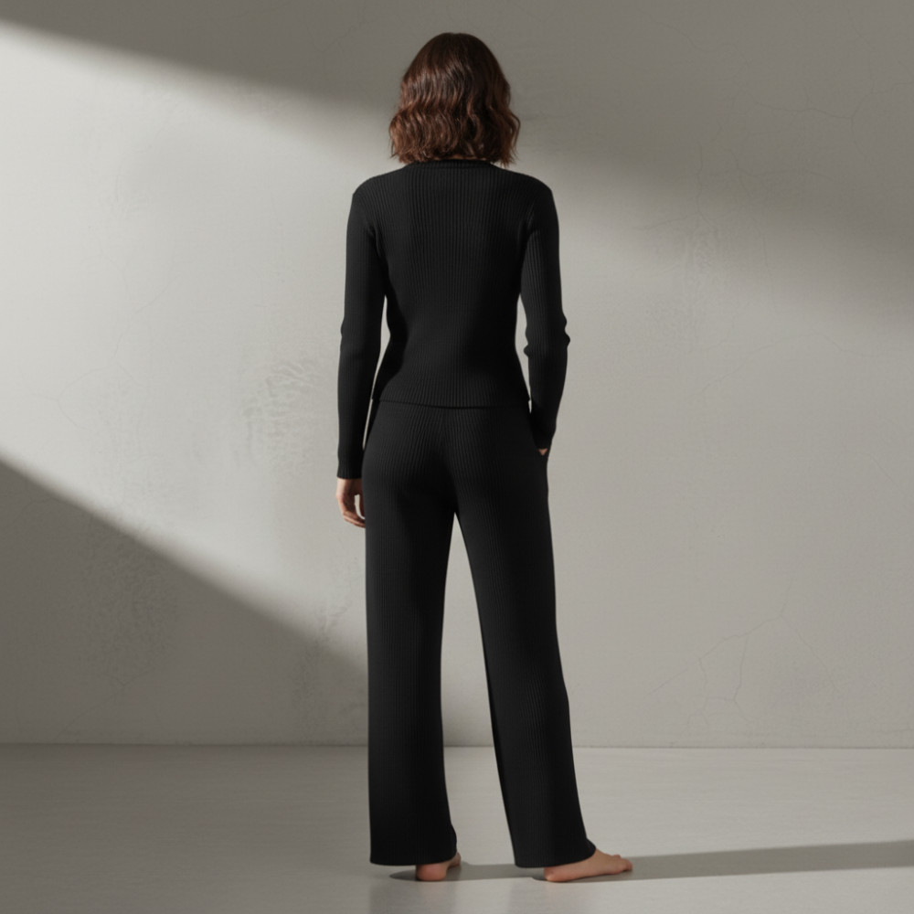 Ribbed Knitted Set - Black