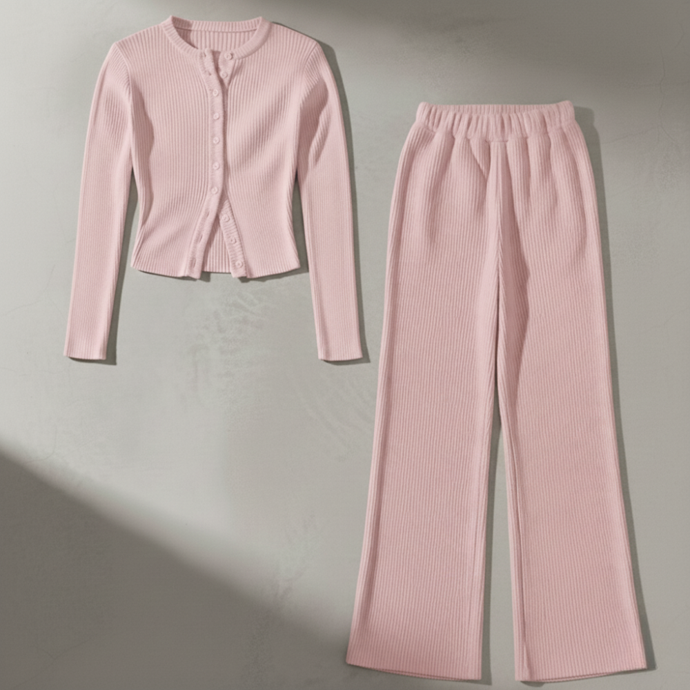 Ribbed Knitted Set - Pink