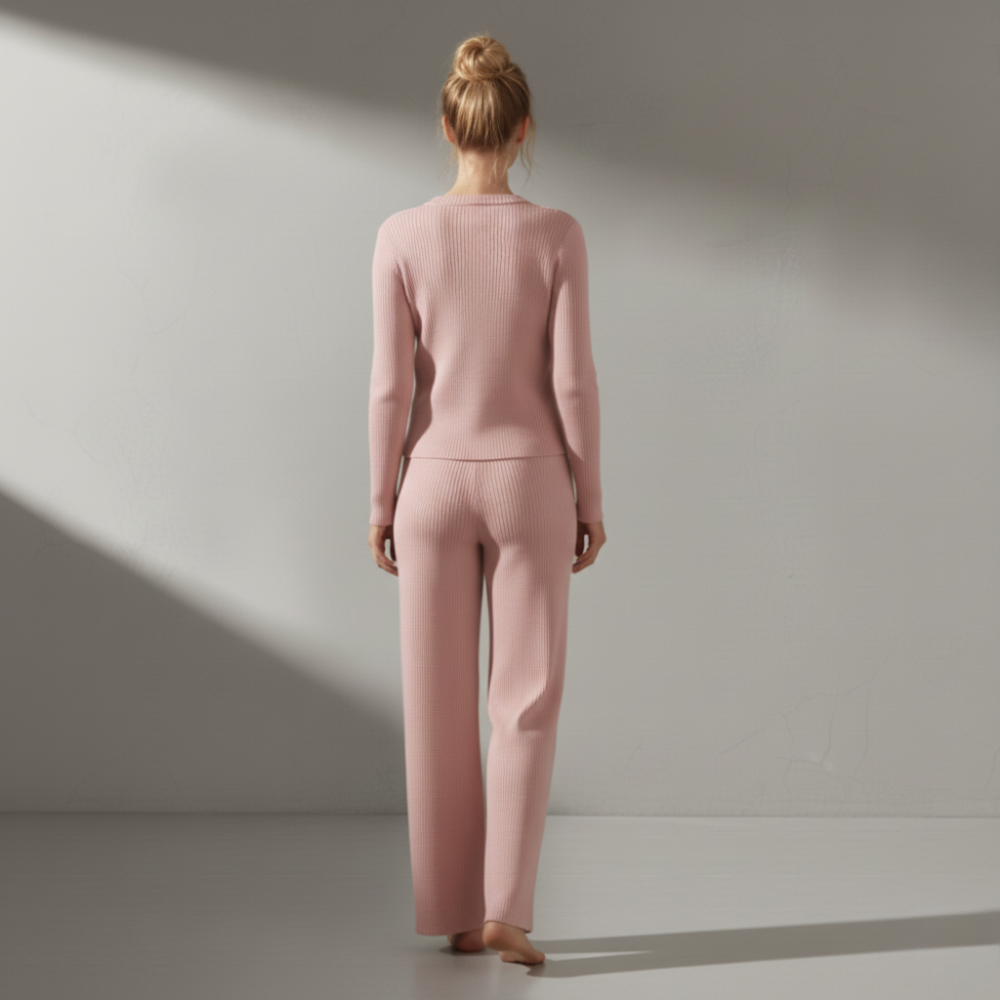 Ribbed Knitted Set - Pink