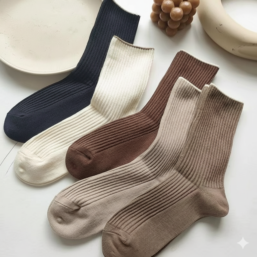 Neutral Knitted Socks Bundle (5 Pairs)