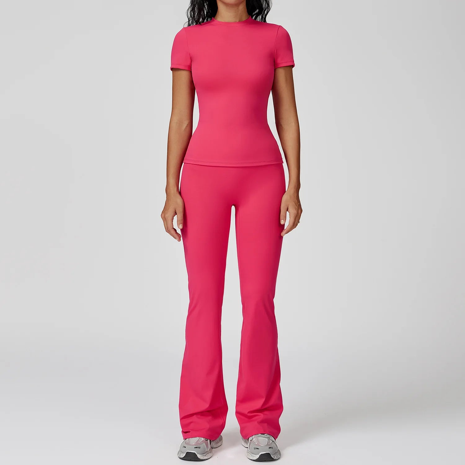 Sculpt Flared Leggings Set - Fluorescent Pink