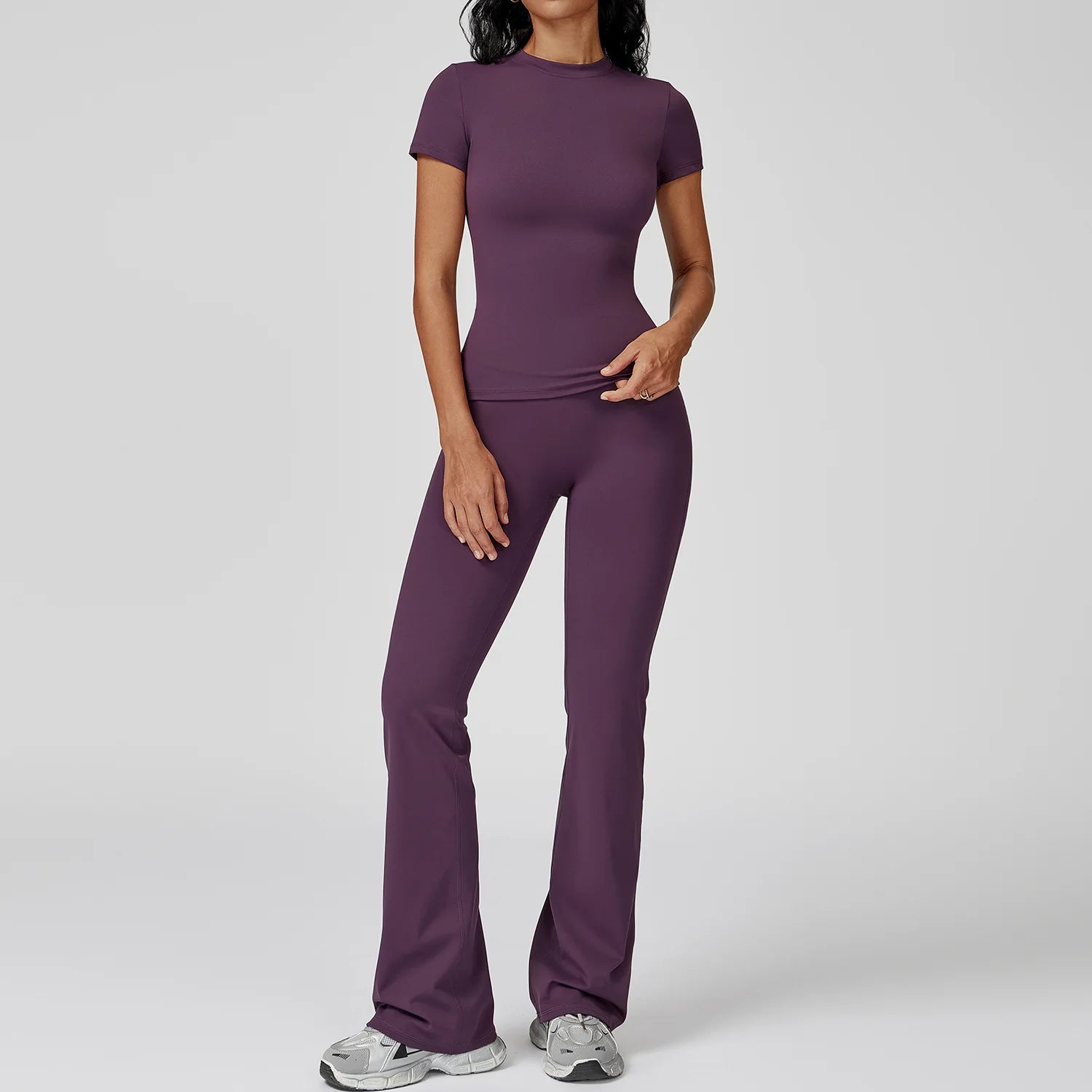 Sculpt Flared Leggings Set - Midnight Plum