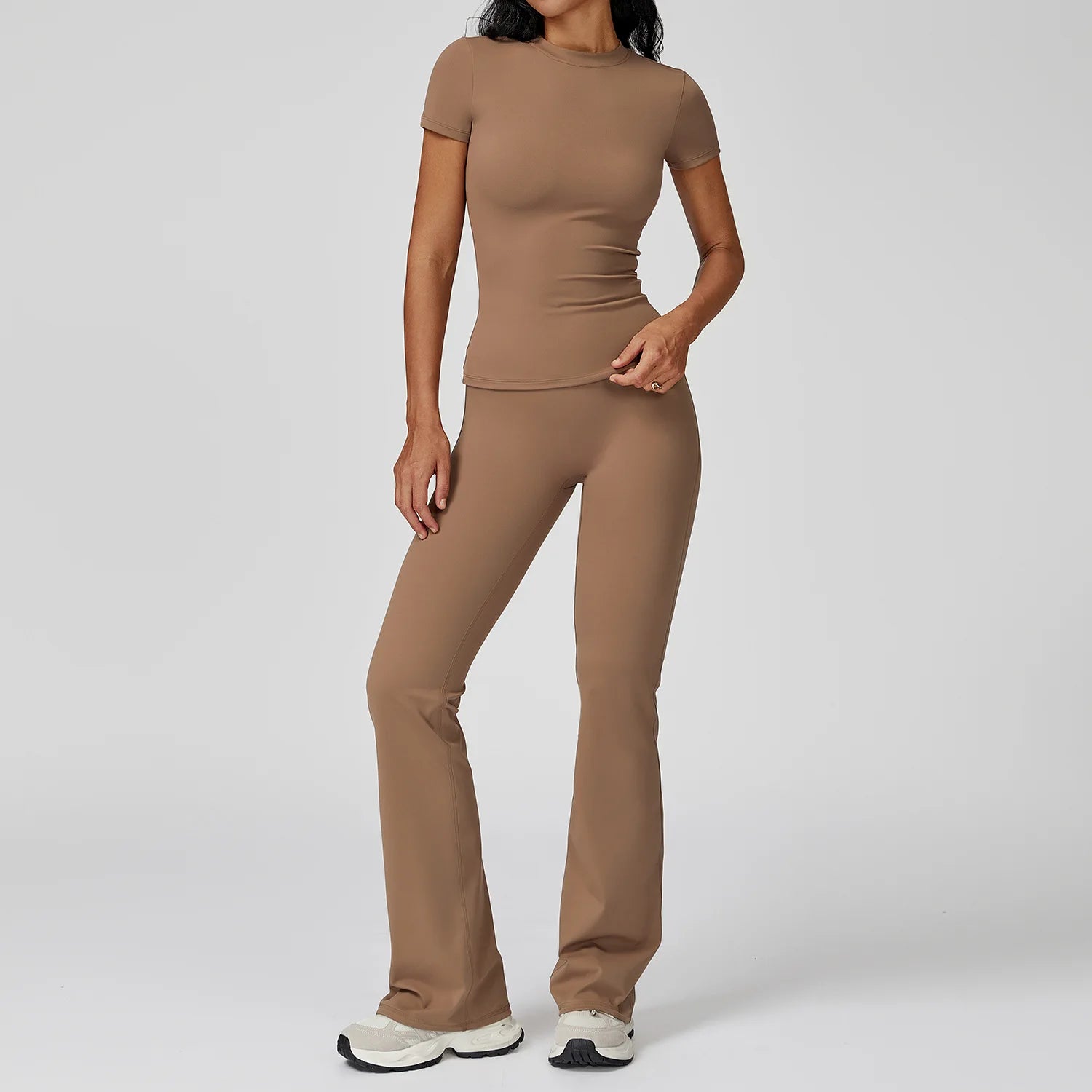 Sculpt Flared Leggings Set - Mocha Brown